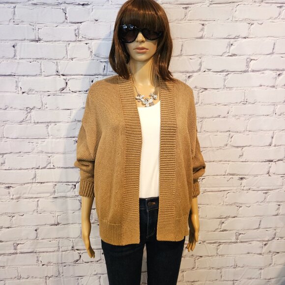 BANANA REPUBLIC,  open front chunky cotton cardigan in iced latte beige - Picture 4 of 11